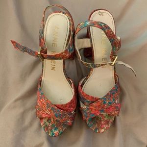 Anne Klein multi-colored, open-toed heels